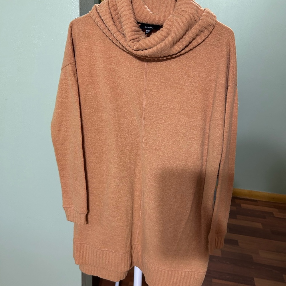 Cozy Tan Cowl Neck Sweater Tunic